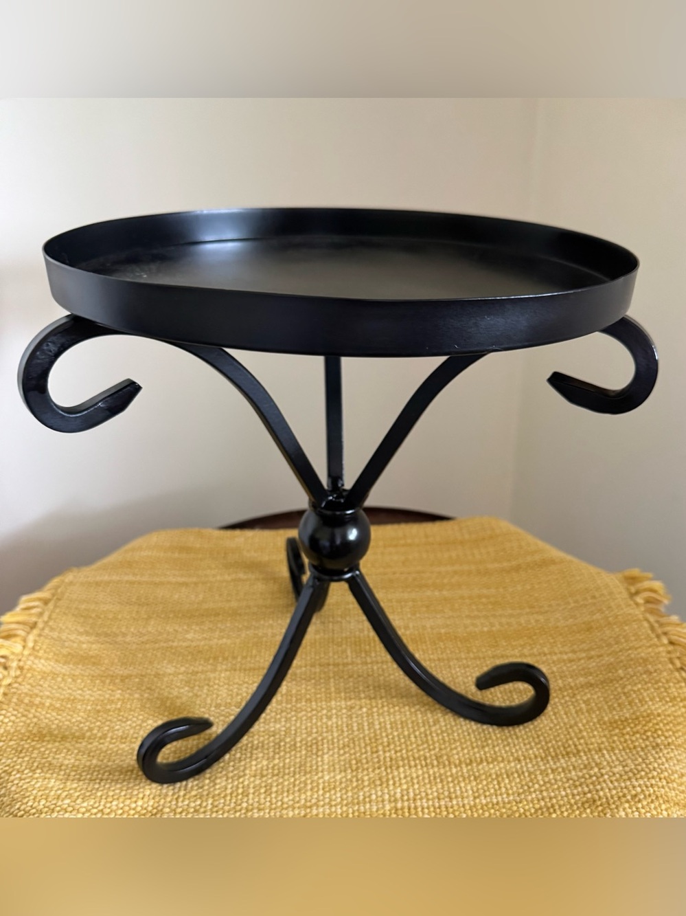 Black Wrought Iron and Metal Plant Stand
